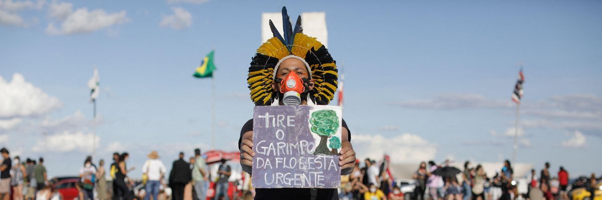 Indigenous protester in Brazil