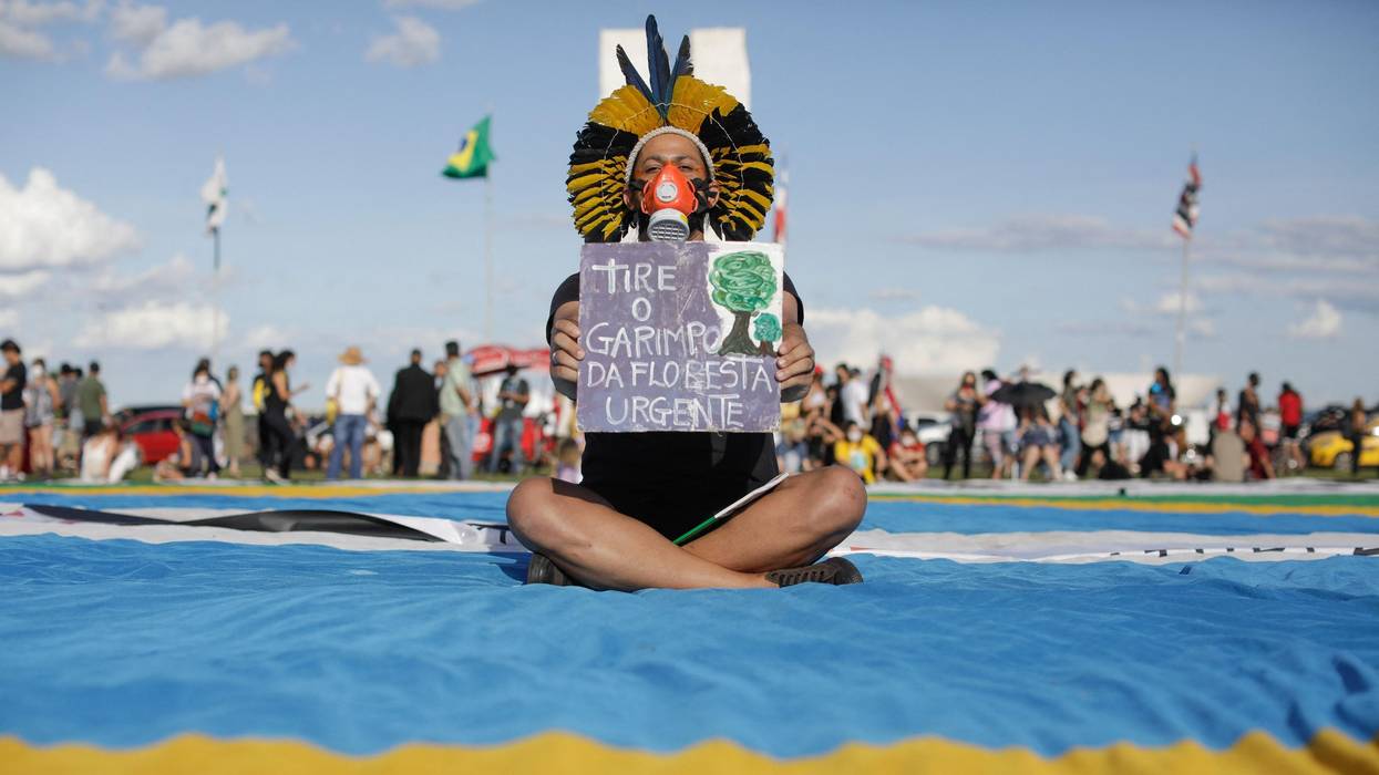 Indigenous protester in Brazil
