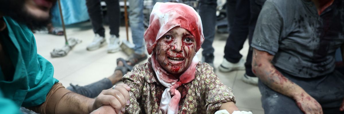 Injured Palestinian in Gaza.