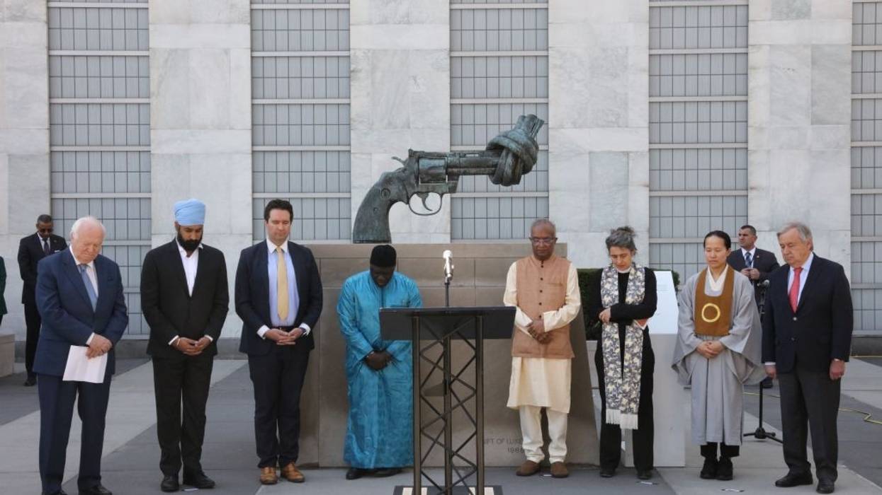 Interfaith leaders pray outside of U.N. headquarters