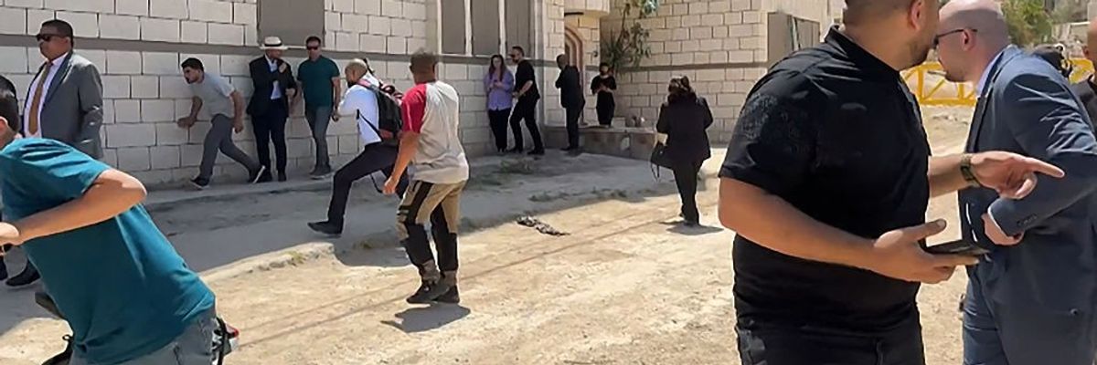 International diplomats scramble for cover after coming under Israeli fire in Jenin