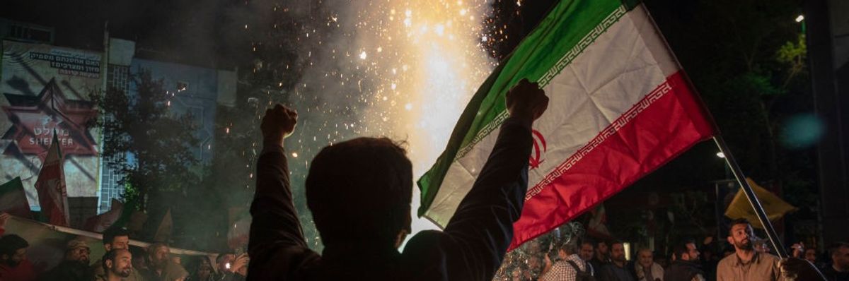 Iranians gather in support of the attack on Israel