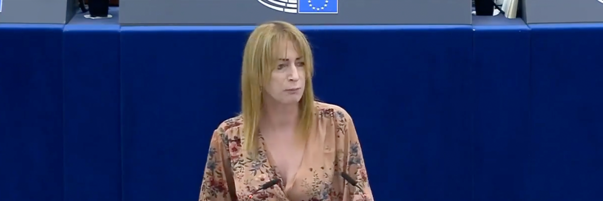 Irish MEP Clare Daly delivers a speech