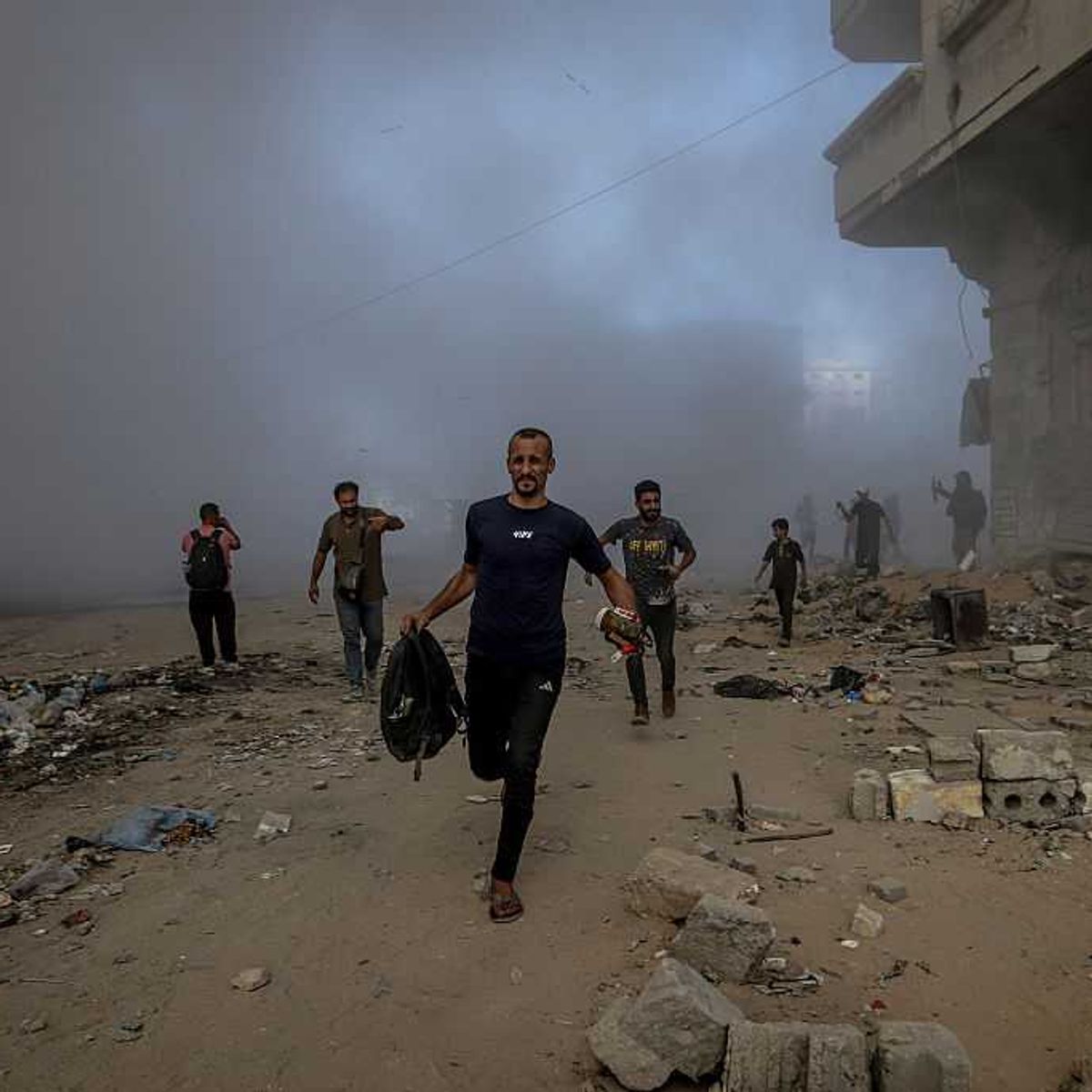 Israeli attack on Omar al-Mukhtar street of Gaza City