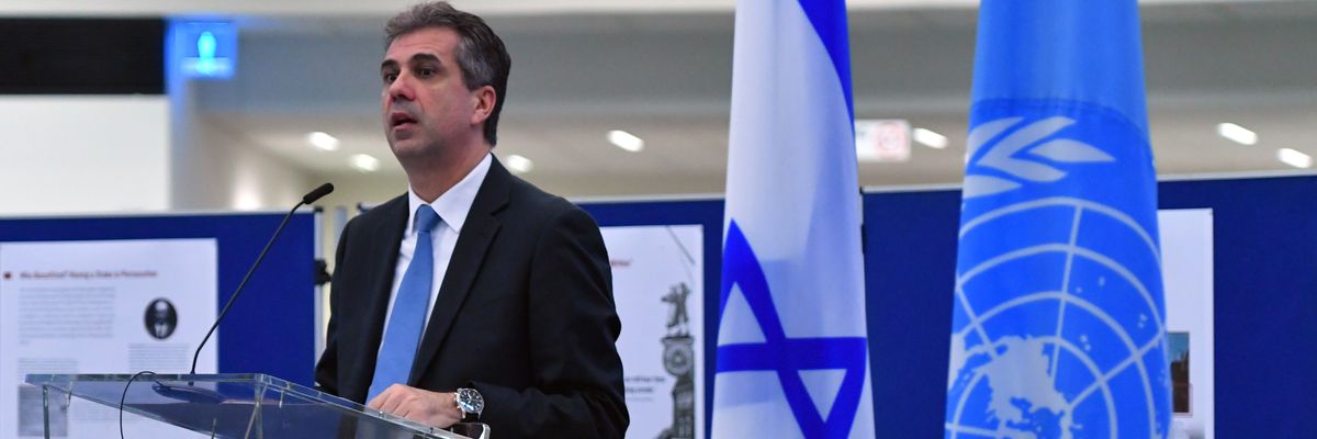 Israeli Foreign Minister Eli Cohen speaks