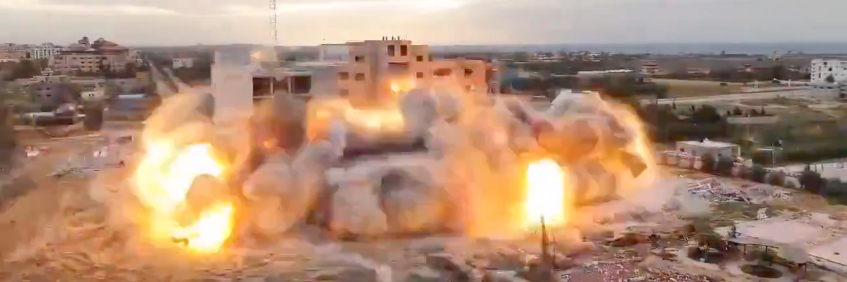 Israeli military blows up Israa University in Gaza 