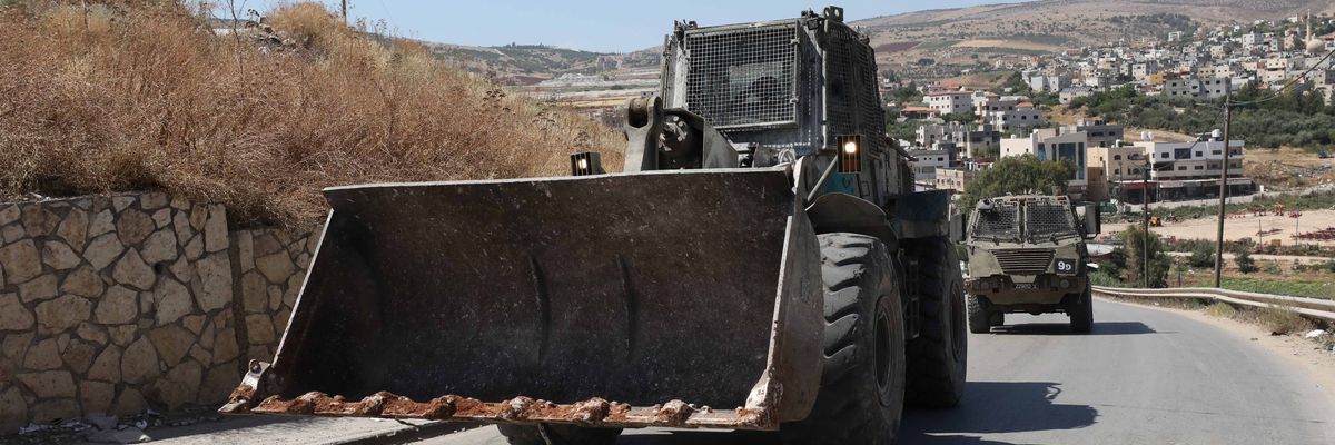 Israeli military vehicles in the West Bank