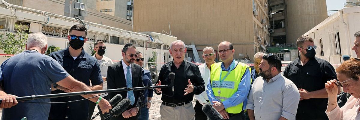 Israeli Prime Minister Benjamin Netanyahu at Soroka Medical Center