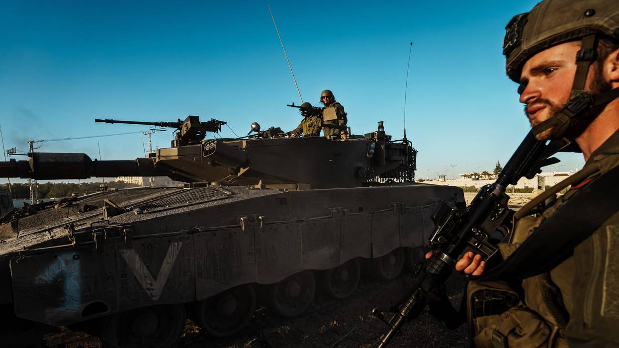 Israeli security forces arrive at the Gaza border