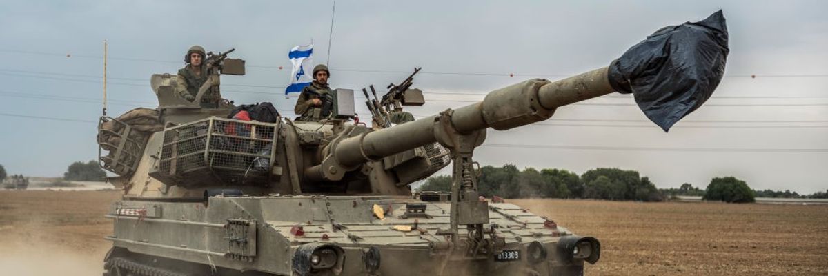 Israeli soldiers on a tank