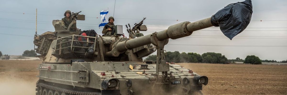 Israeli soldiers on a tank