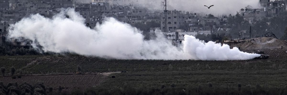 Israeli tanks on agricultural lands in northern Gaza