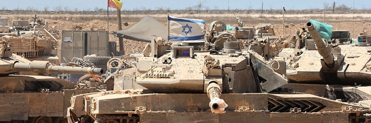 Israeli tanks were deployed near the border with the Gaza Strip