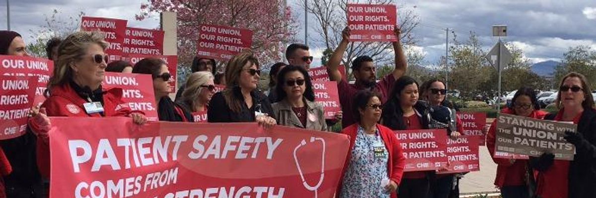 Nurses Rally in Defense of Unions as Supreme Court Prepares to Hear 'Biggest Threat to Organized Labor in Years'