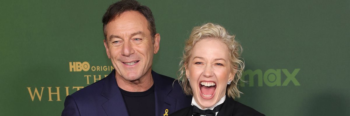 Jason Isaacs and Carrie Coon at White Lotus premier.