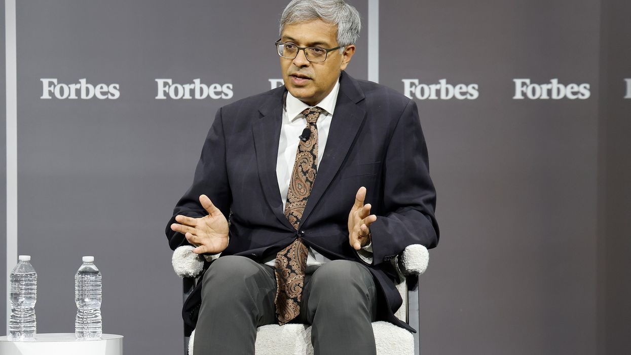 Jay Bhattacharya speaks at a Forbes summit.