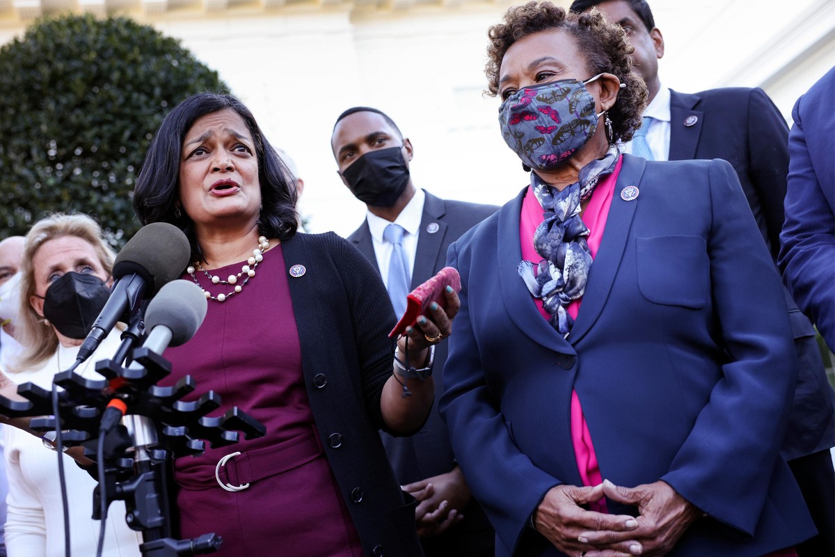 Jayapal outside the White House after meeting with Biden
