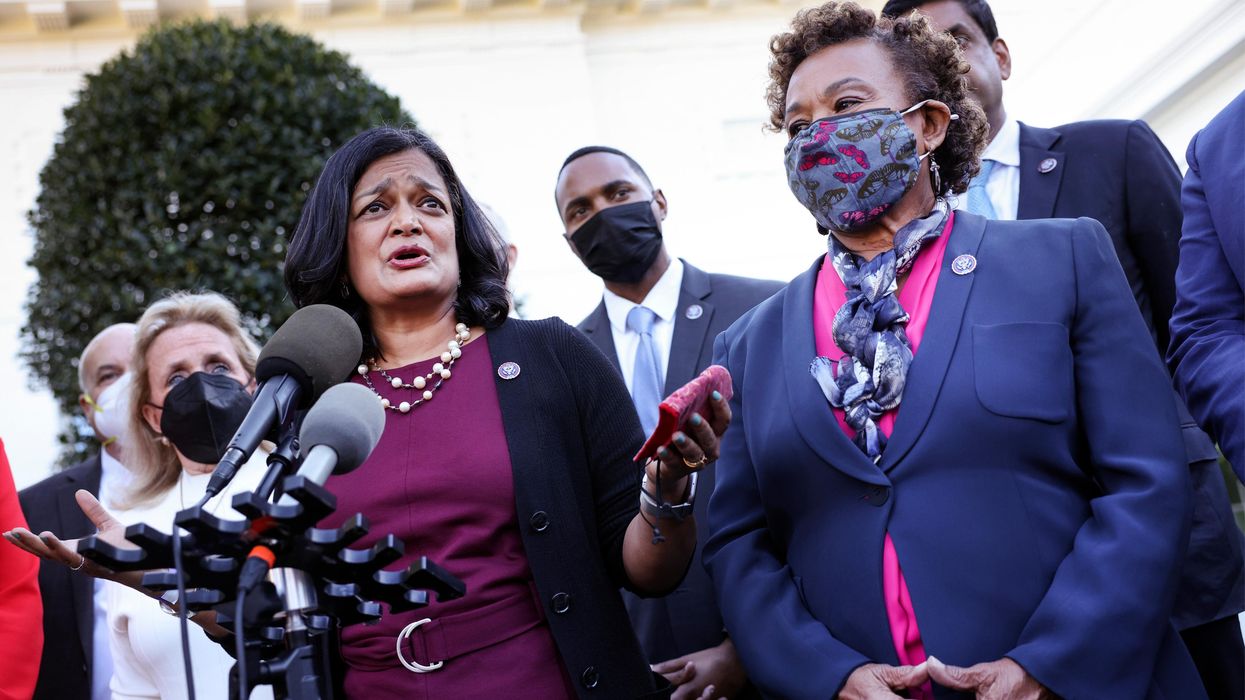 Jayapal outside the White House after meeting with Biden