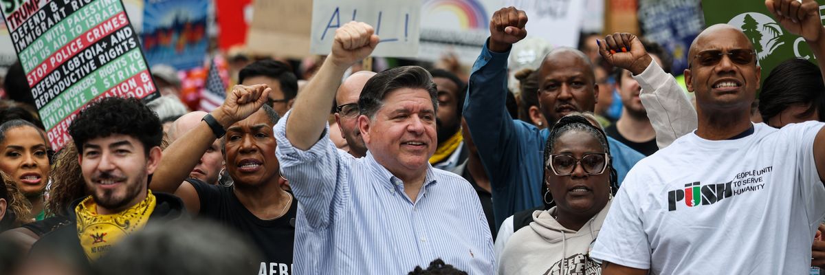 JB Pritzker at No Kings protest.