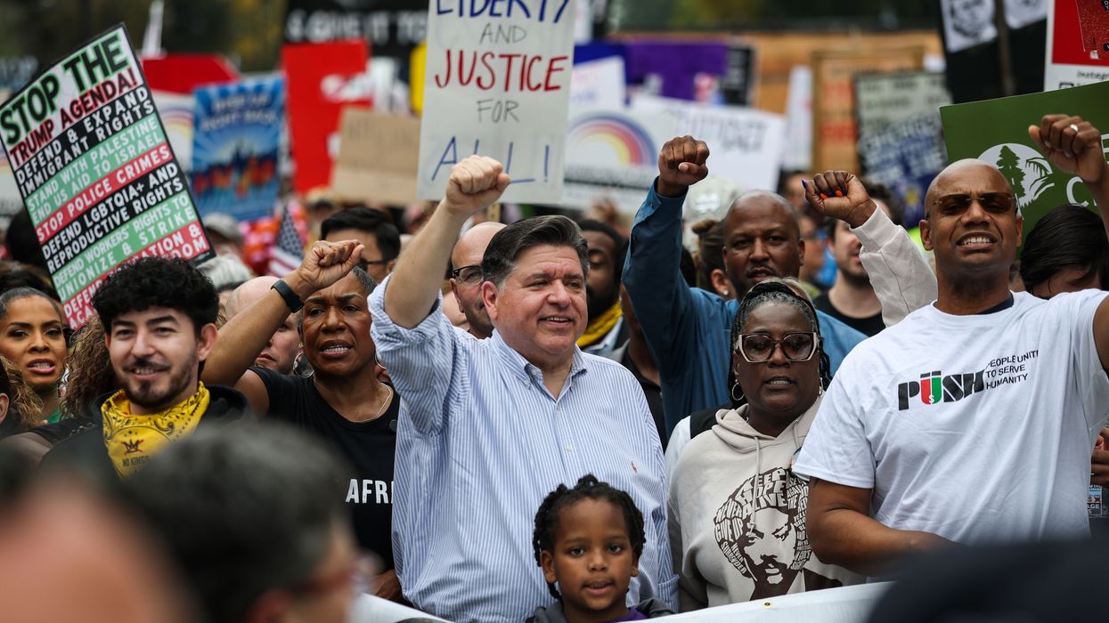 JB Pritzker at No Kings protest.