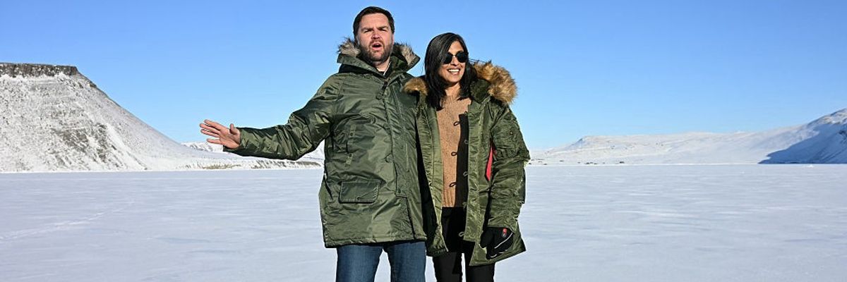 JD and Usha Vance post for a photo at the US military's Pituffik Space base in Greenland