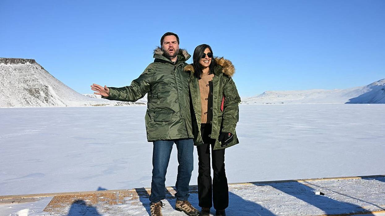 JD and Usha Vance post for a photo at the US military's Pituffik Space base in Greenland