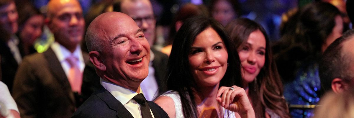 Jeff Bezos appears at a ceremony