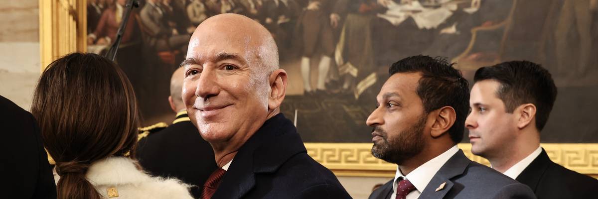 Jeff Bezos looking smug at Trump's inauguration.