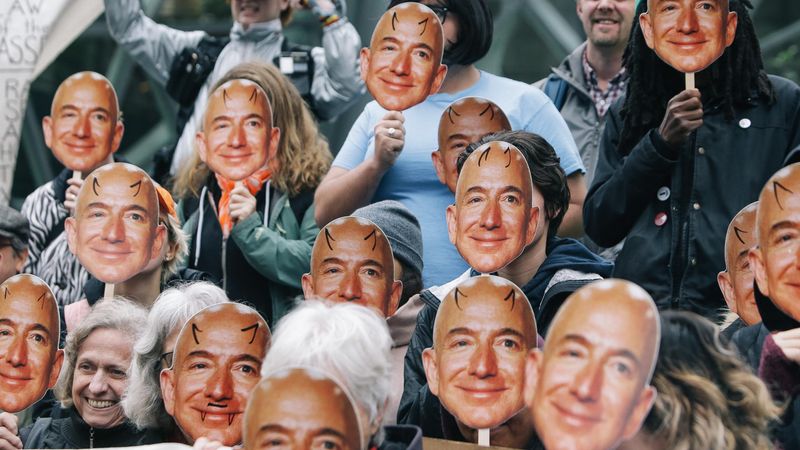 Jeff Bezos protest.
