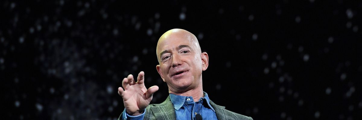 Jeff Bezos speaks at an event