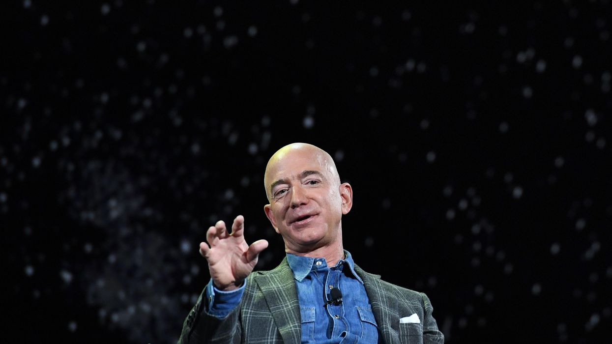 Jeff Bezos speaks at an event