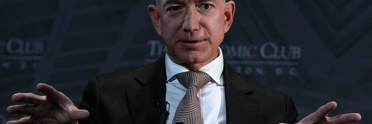 Jeff Bezos Speaks At Economic Club Of Washington With Club President David Rubenstein
