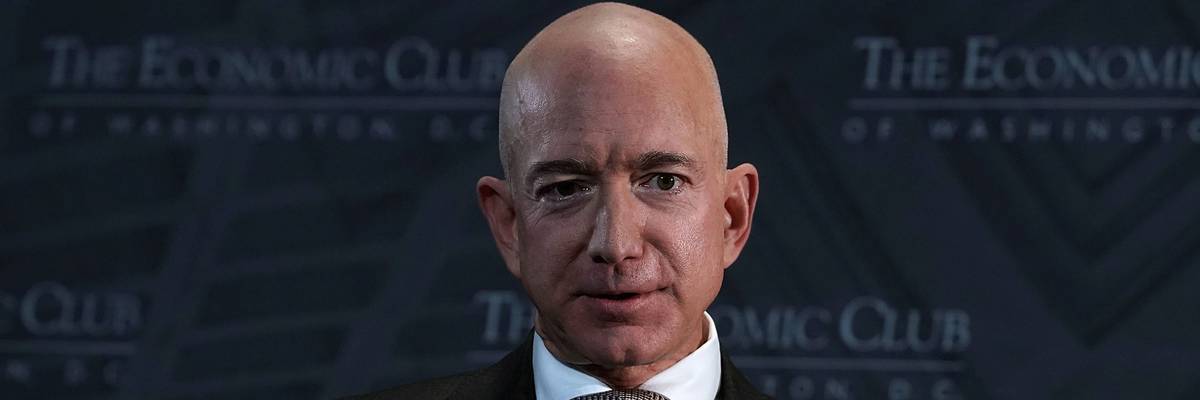 Jeff Bezos Speaks At Economic Club Of Washington With Club President David Rubenstein
