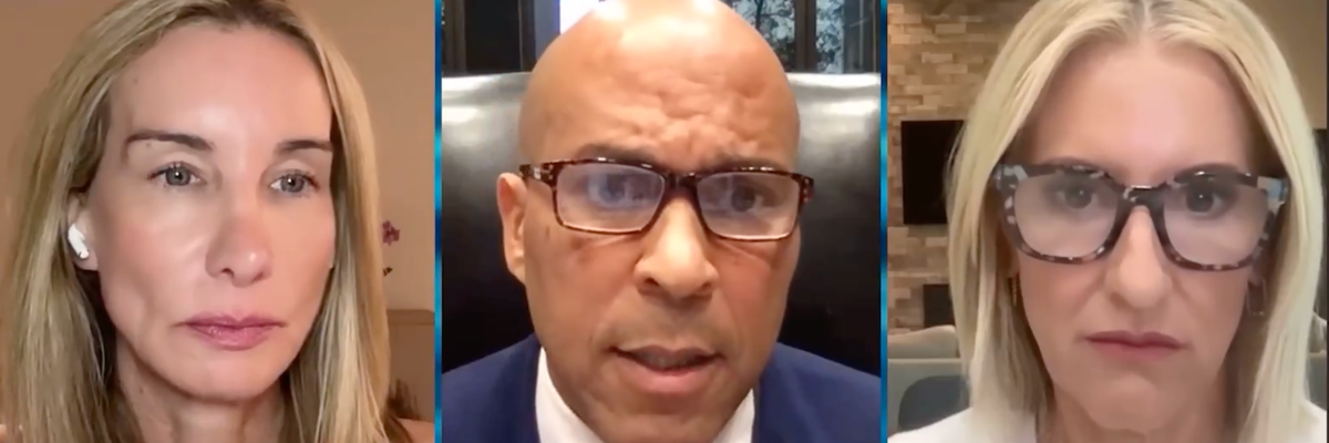 Jennifer Welch (L) and Angie Sullivan (R) interviewed Sen. Cory Booker (D-NJ)