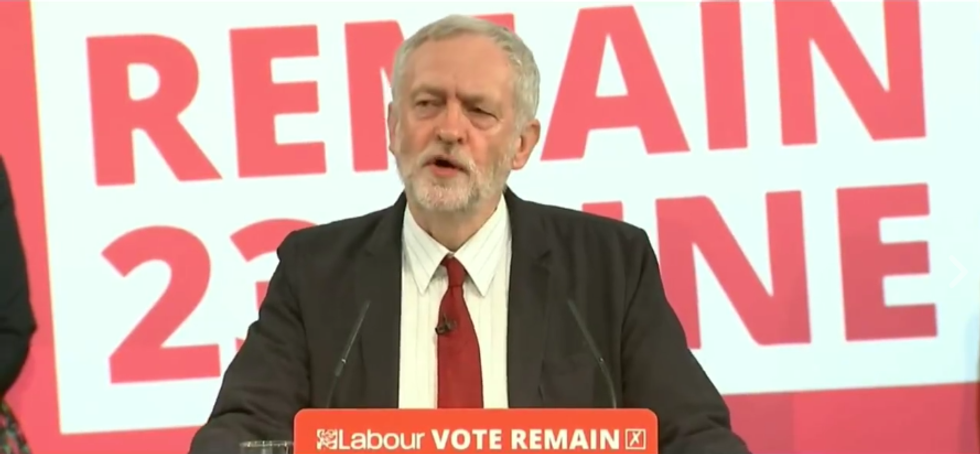 Jeremy Corbyn speaking in London on Thursday. (Screengrab)