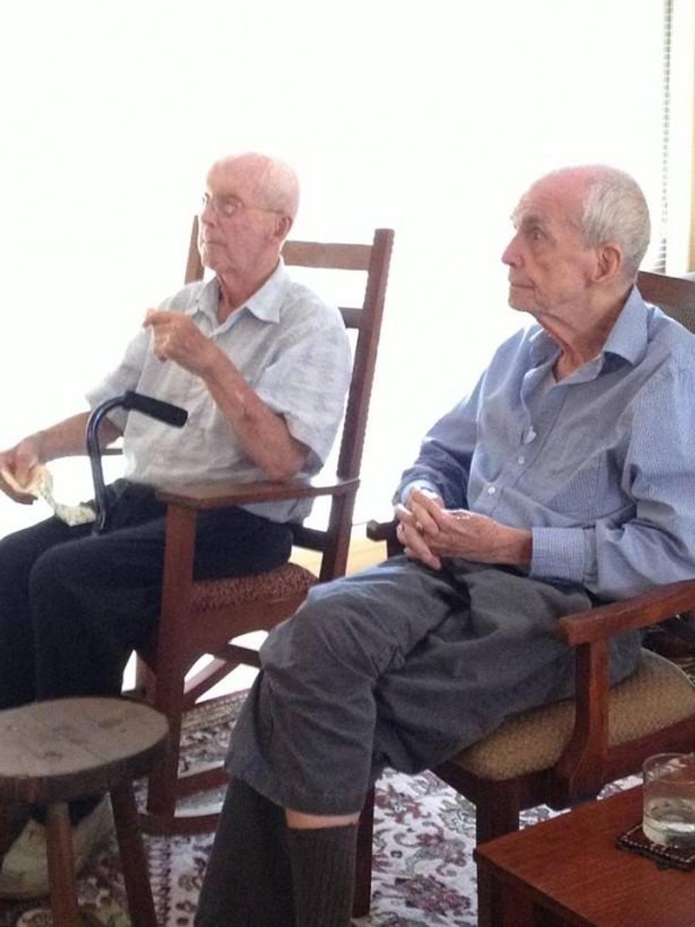 Jerry Berrigan with his brother Dan Berrigan in Syracuse in 2013. (Facebook/Hit & Stay)