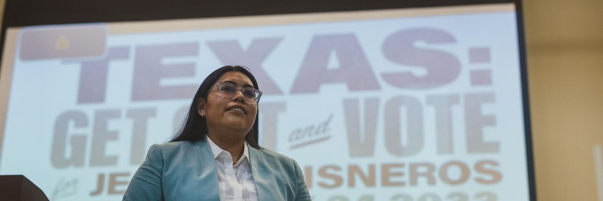 Jessica Cisneros speaks at an event