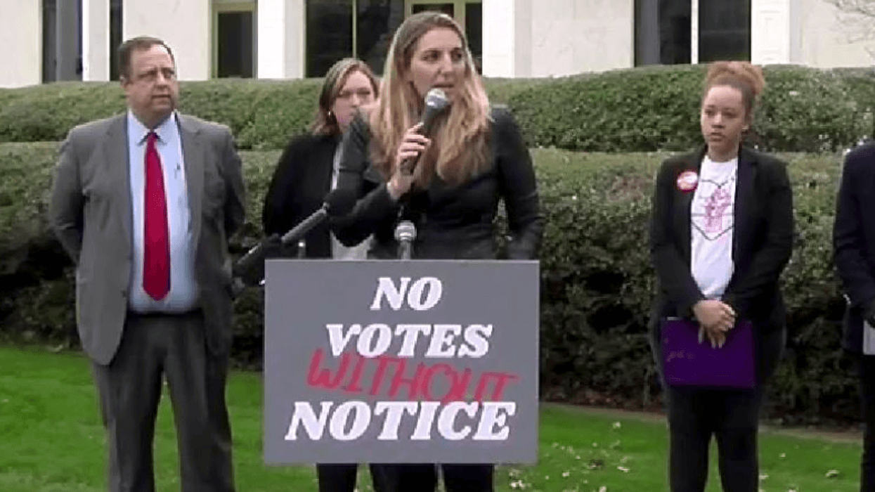 Jessica Jollett of Progress North Carolina spoke at a press conference