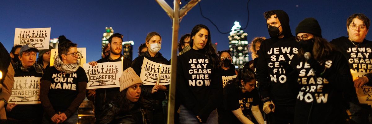 Jewish Americans call for a Gaza cease-fire during a Hanukkah protest 