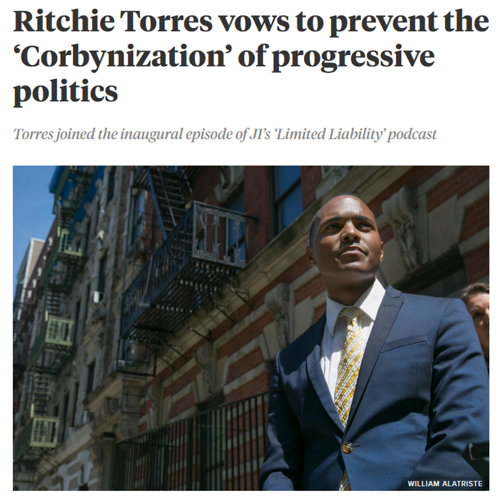 Jewish Insider: Ritchie Torres vows to prevent the 'Corbynization' of progressive politics