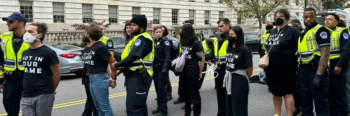 Jewish-led activists getting arrested outside the U.S. Capitol.