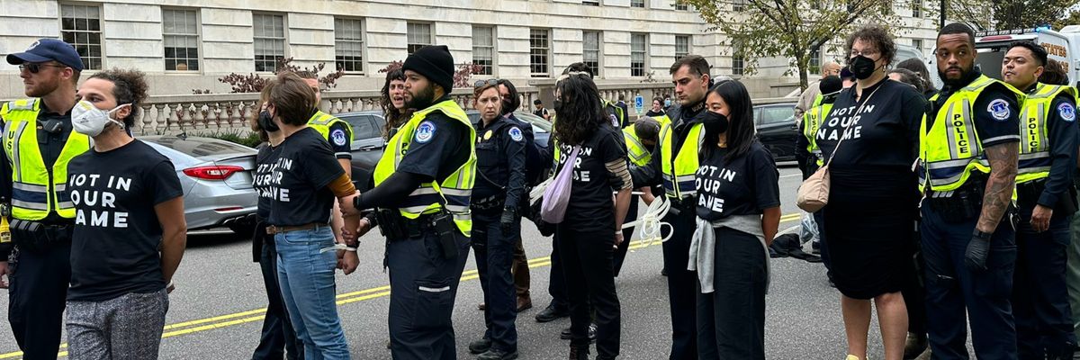 Jewish-led activists getting arrested outside the U.S. Capitol.