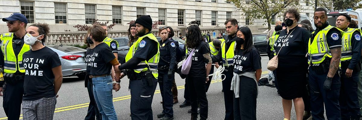 Jewish-led activists getting arrested outside the U.S. Capitol. 