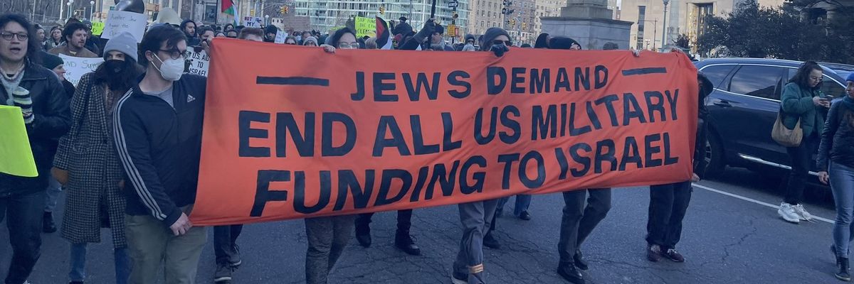 Jewish New Yorkers protest the U.S. government's military support for Israel