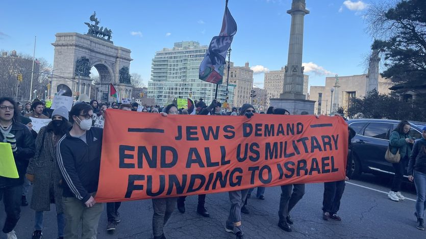Jewish New Yorkers protest the U.S. government's military support for Israel