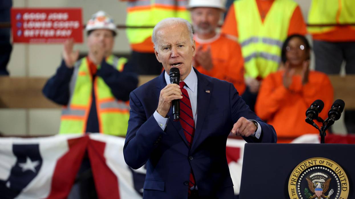 Joe Biden giving a speech to workers