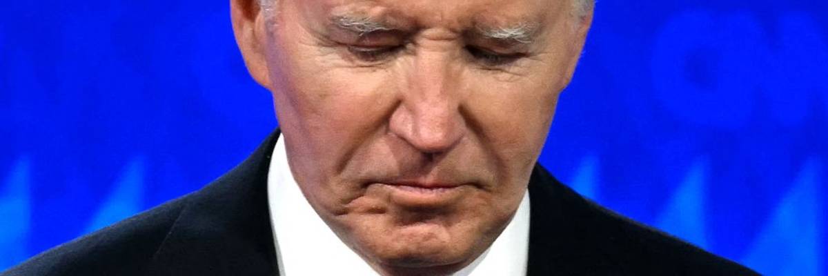 Joe Biden looks down during debate with Trump