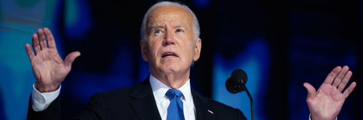 Joe Biden speaks at the 2024 Democratic Convention in Chicago