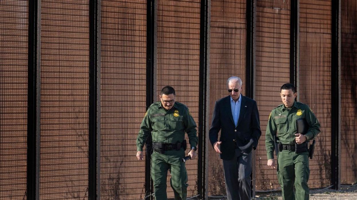 Joe Biden speaks with US Customs and Border Protection officers in El Paso, Texas, on January 8, 2023.