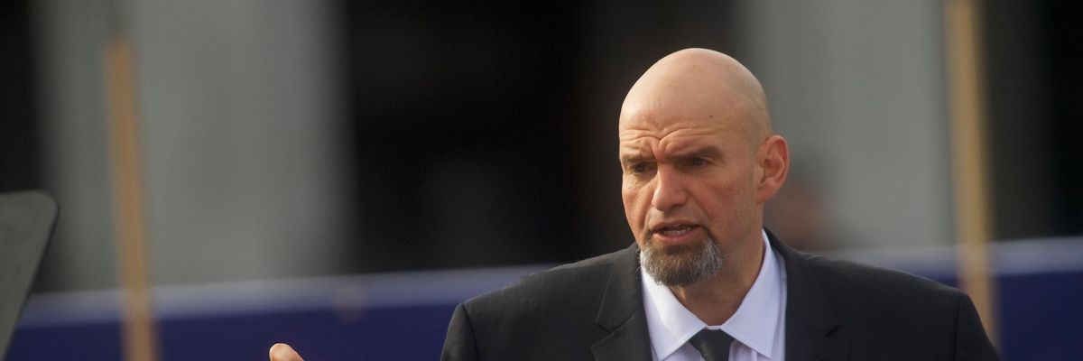 John Fetterman speaks at an event